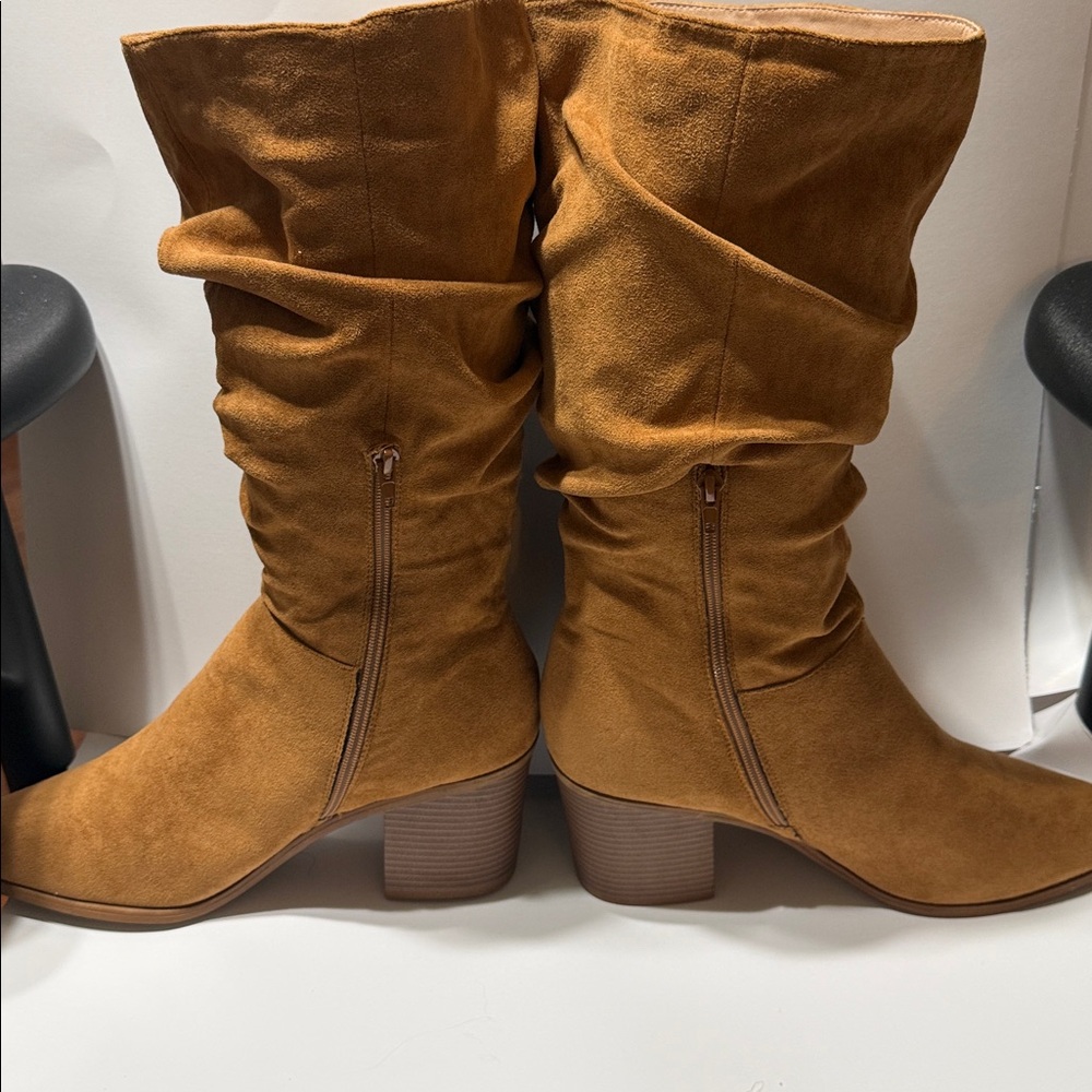 Journee Fringe Suede Mid-Calf Boots - Picture 3 of 7
